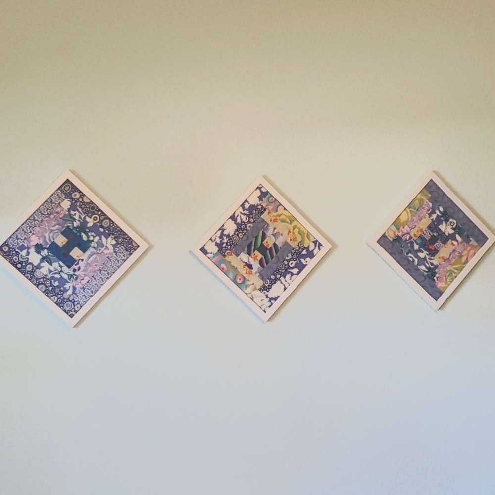 3 framed quilt blocks